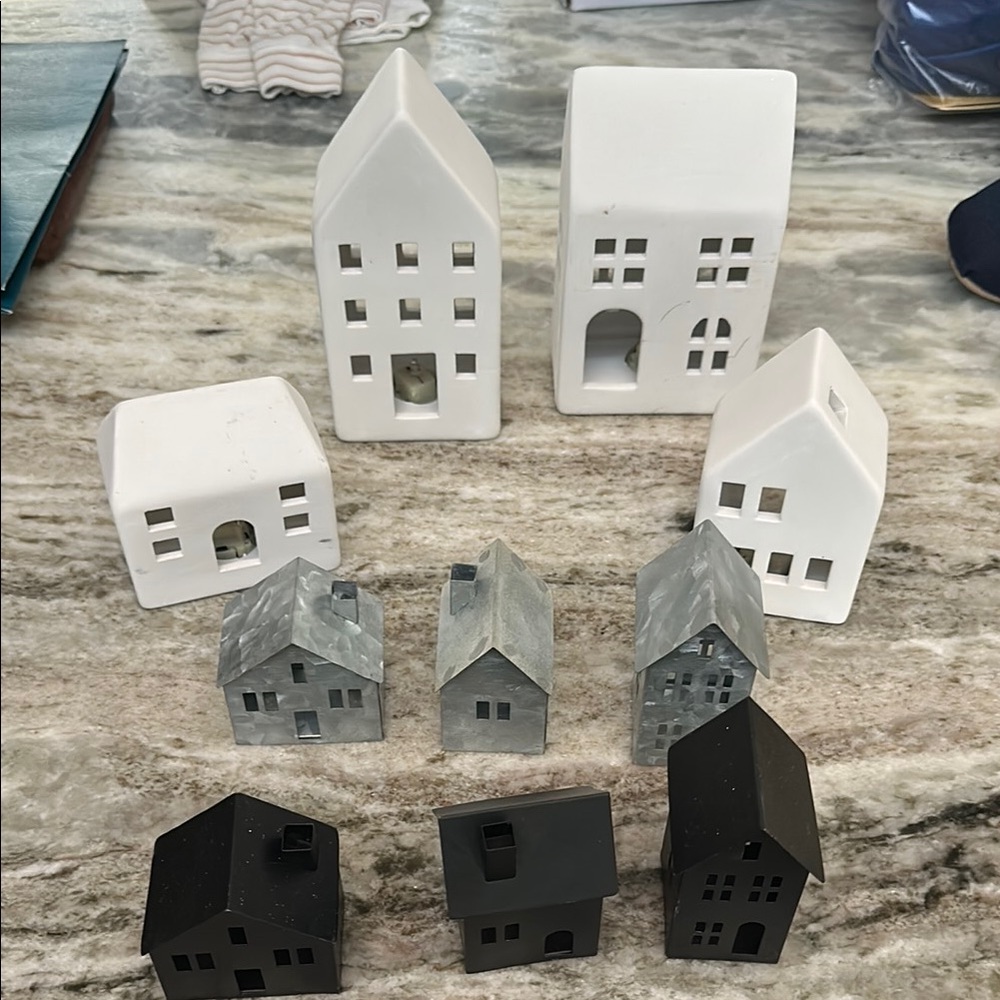 Decorative Ceramic and Metal House Set